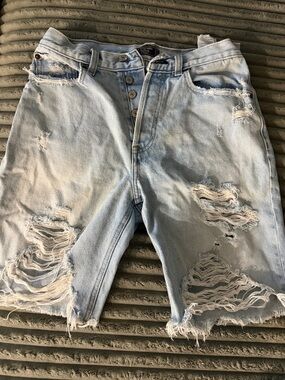 Size 27 or 4 , Light Blue Distressed  Denim Shorts